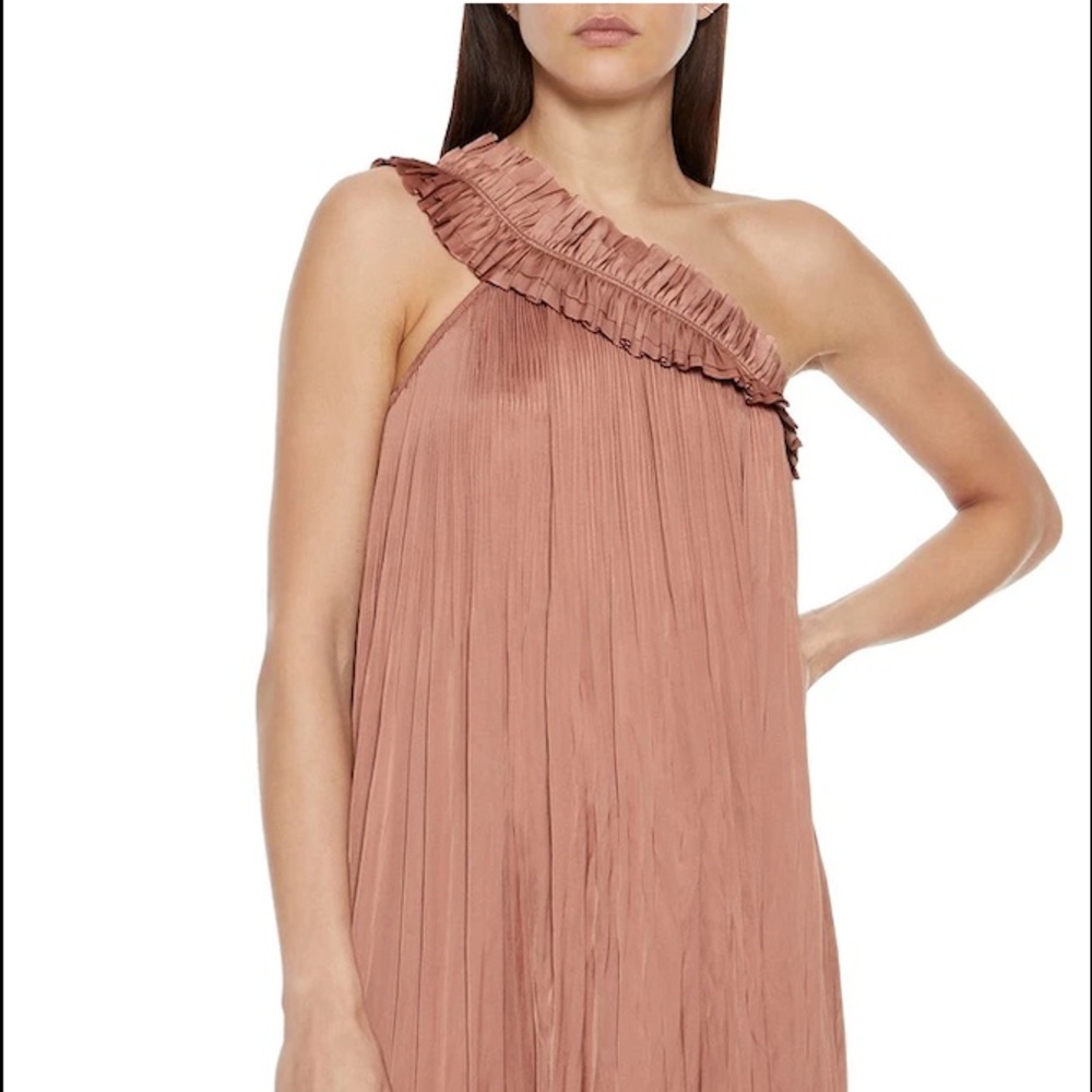 Ulla Johnson Jade one shoulder ruffle-trimmed crinkled-satin midi dress